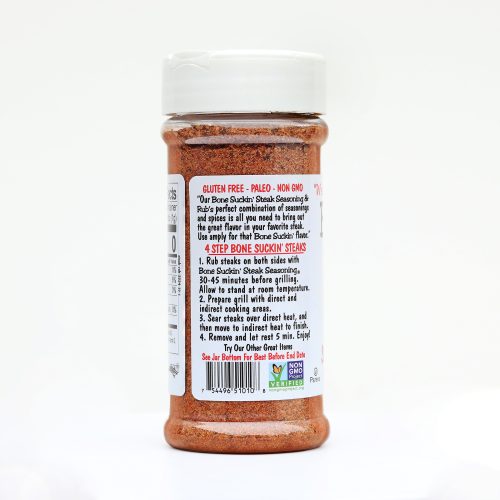 Bone Suckin' Steak Seasoning & Rub, 5.8 oz - Side of Label