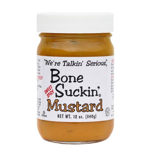 Bone Suckin' Sweet Spicy Mustard, 12 oz in Glass Bottle - Gourmet Jalapeno Mustard, Sweet Spicy, Creamy & Tangy, Gluten-Free, Non-GMO, Kosher, Perfect for Hot Dogs, Brats, Sandwiches, Cheese, Seafood