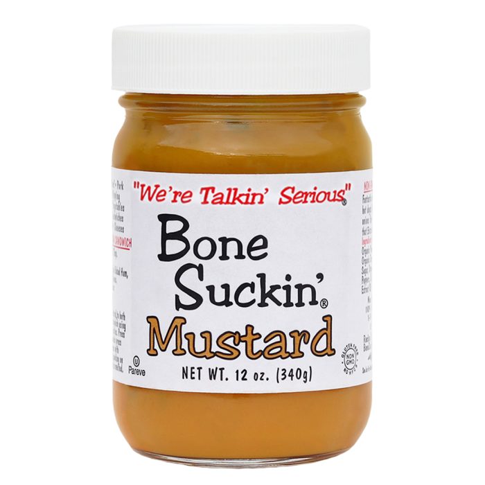 Bone Suckin' Mustard, 12 oz in Glass Bottle - Gourmet Mustard, Sweet & Tangy With Creamy Texture, Gluten-Free, Non-GMO, No HFCS, Kosher, Perfect for Hot Dogs, Brats, Sandwiches, Cheese, Seafood