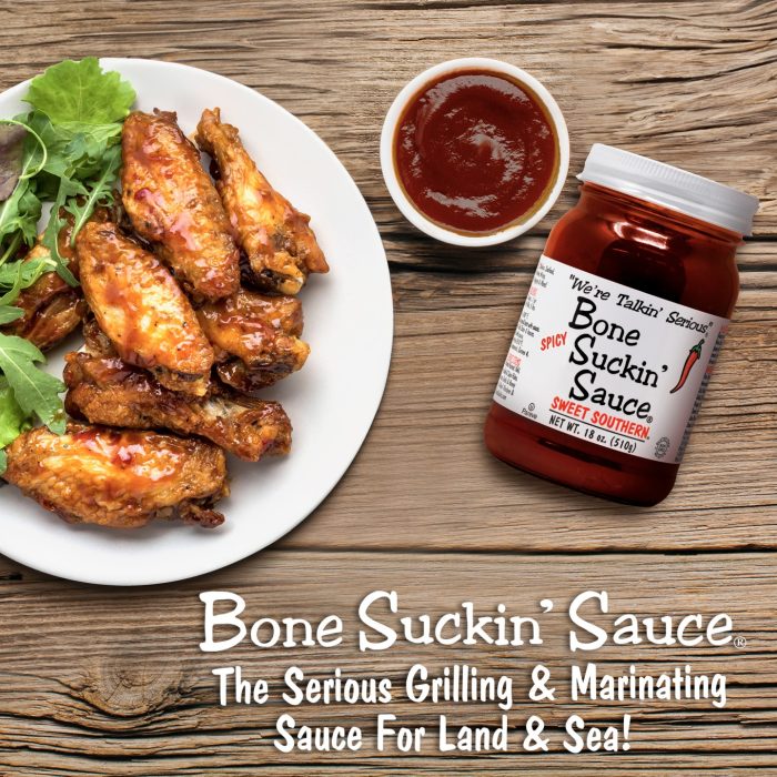 Bone Suckin' Sauce Sweet Southern Spicy BBQ Sauce - 18 oz in Glass Bottle, For Ribs, Chicken, Pork, Beef - Gluten-Free, Non-GMO, Kosher, Spicy Barbecue Sauce Sweetened with Cane Sugar & Molasses