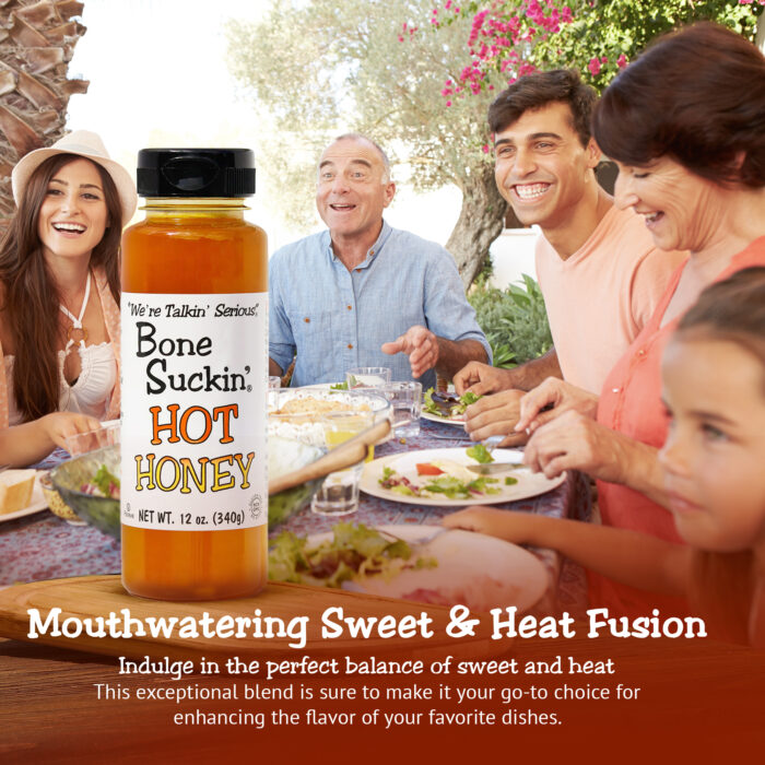 Bone Suckin' Hot Honey - Mouthwatering sweet & heat fusion. Indulge in the perfect balance of sweet and heat. This exceptional blend is sure to make it your go-to choice for enhancing the flavors of your favorite dishes.